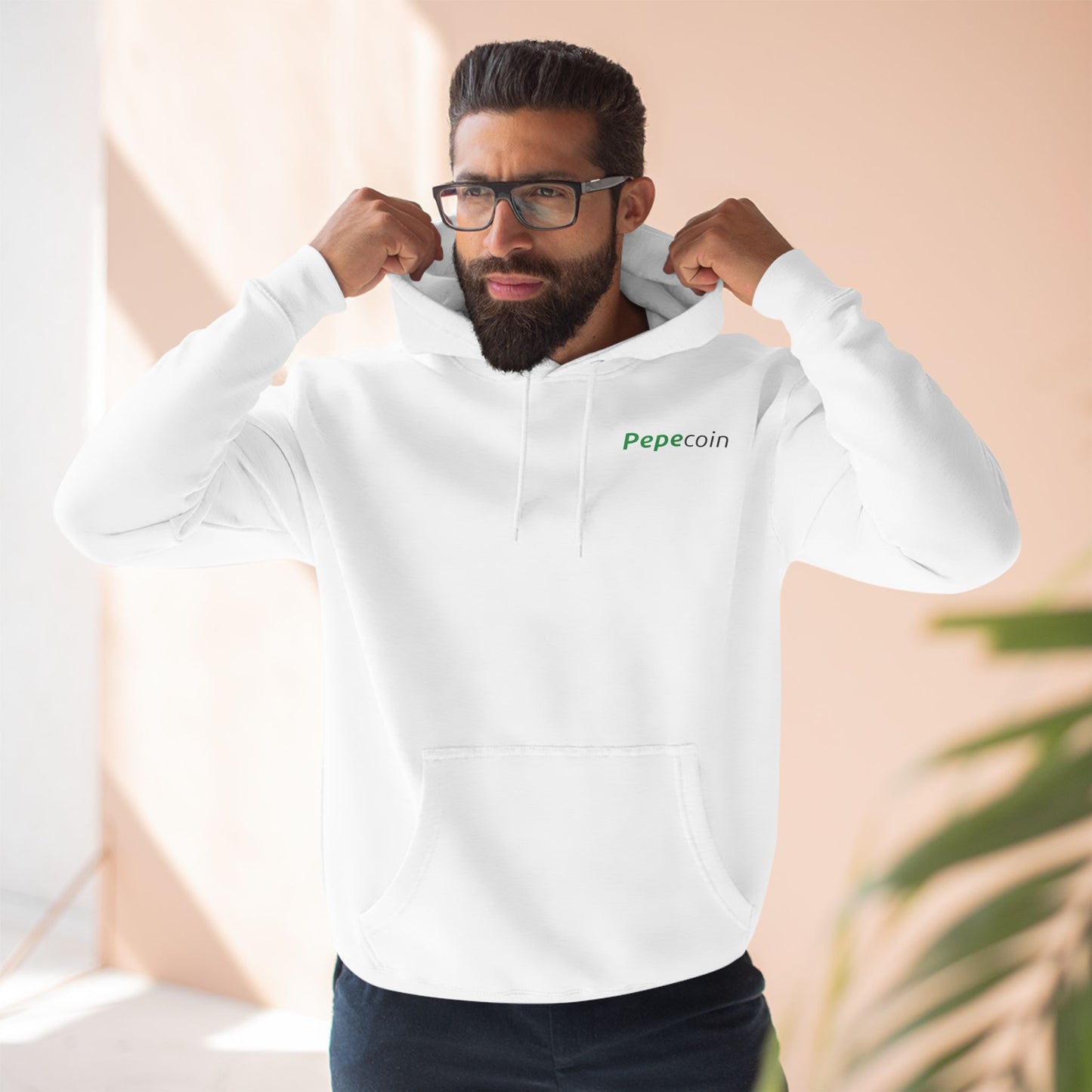 Fleece Hoodie: Pepecoin Frog Logo Design