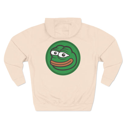 Fleece Hoodie: Pepecoin Frog Logo Design