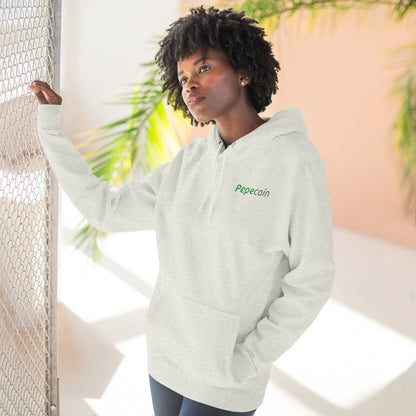 Fleece Hoodie: Pepecoin Frog Logo Design