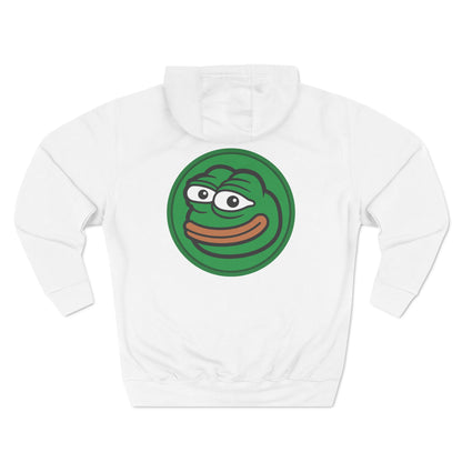 Fleece Hoodie: Pepecoin Frog Logo Design